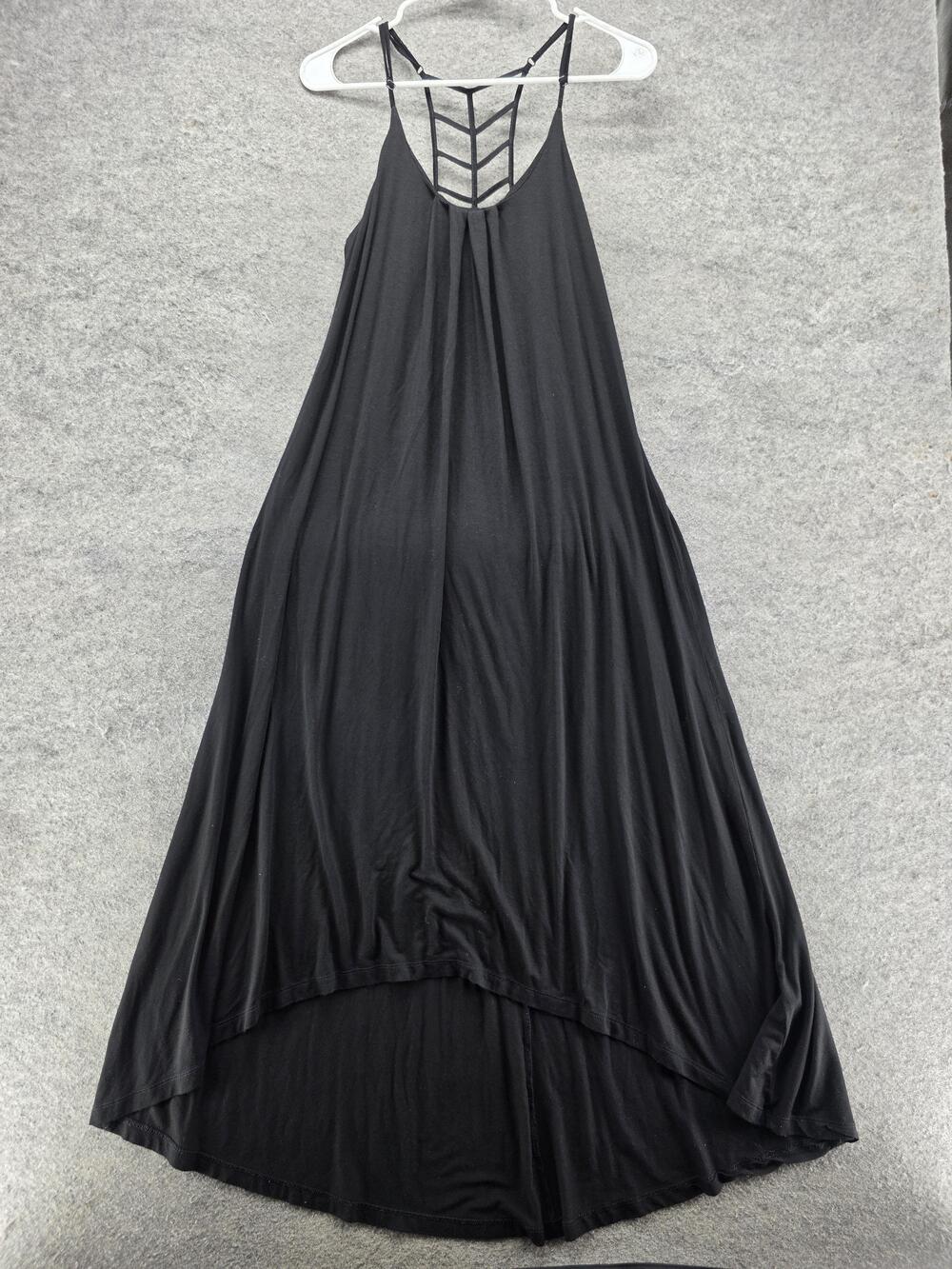 Cynthia Rowley Dress Womens XS Black Maxi Trapeze & Swing Tank Hi-Low Strappy